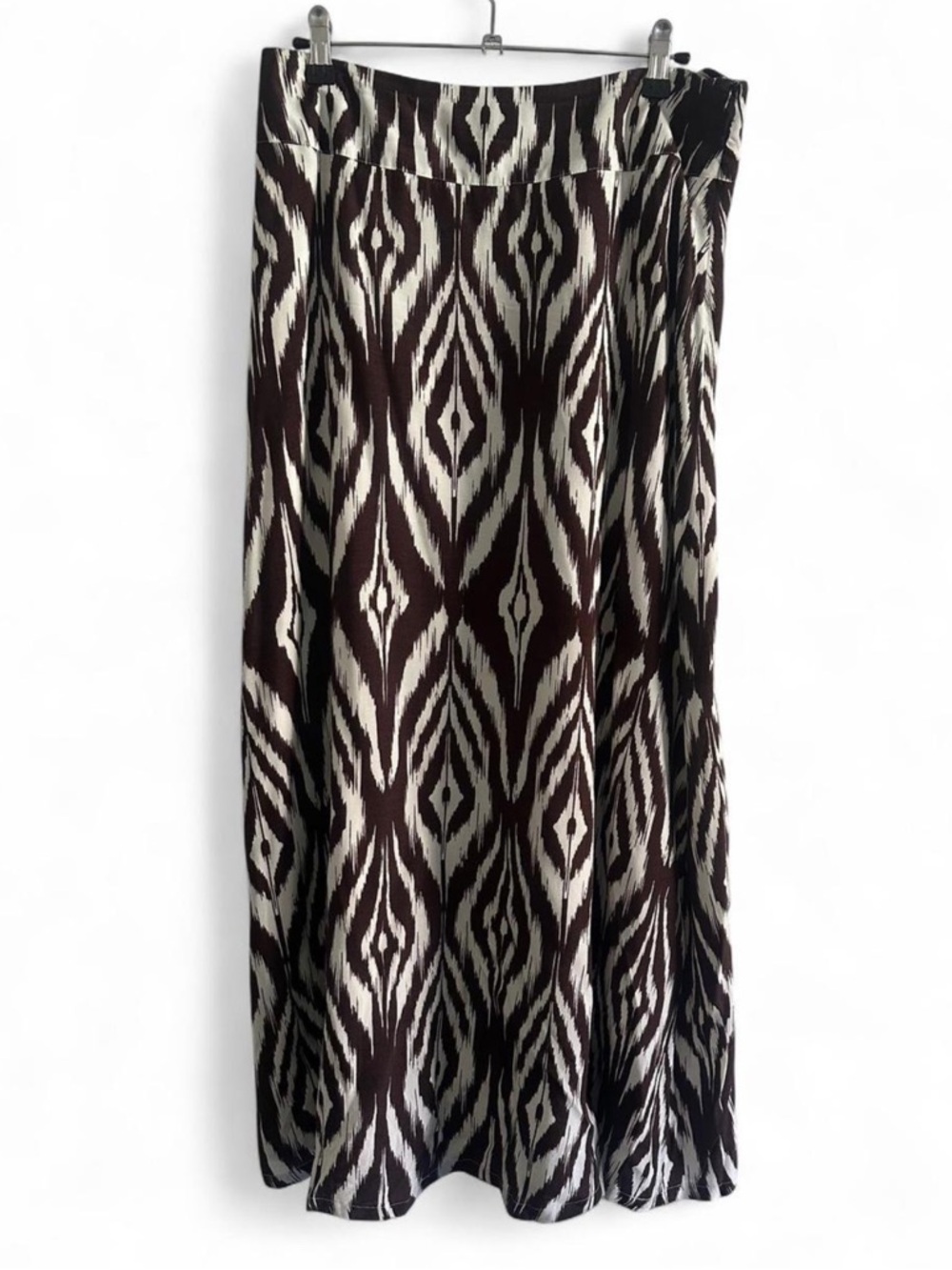 Chico's Brown and Cream Geometric Maxi Skirt